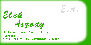 elek aszody business card